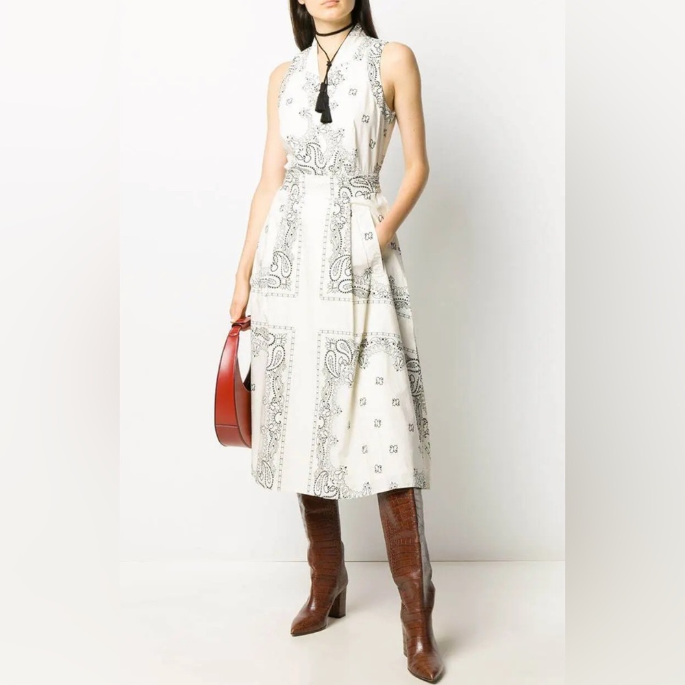 Tory Burch White Paisley Midi Dress